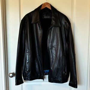 Andrew Marc Men’s Black Leather Jacket – XXL with Cashmere Lining
